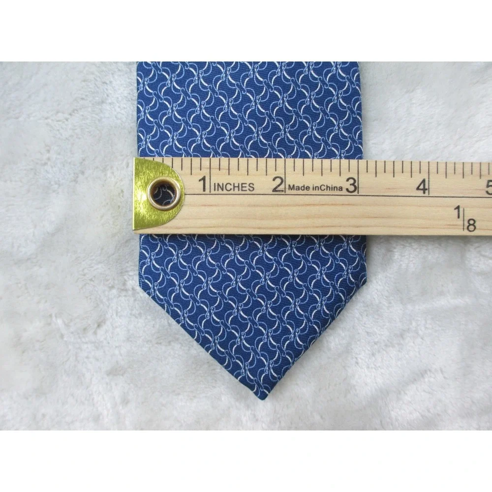 NEW ETON Neck Tie Mens Blue Geometric Silk Made In Italy Casual 13